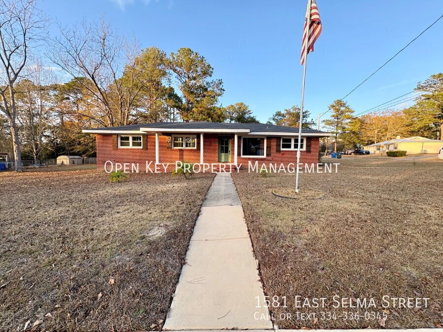 Spacious and beautiful 3 bedroom, 1.5 bath brick home for rent on a corner lot in Dothan, AL. Recently renovated with new flooring - includes a large yard, new appliances, and pets are welcome. property image